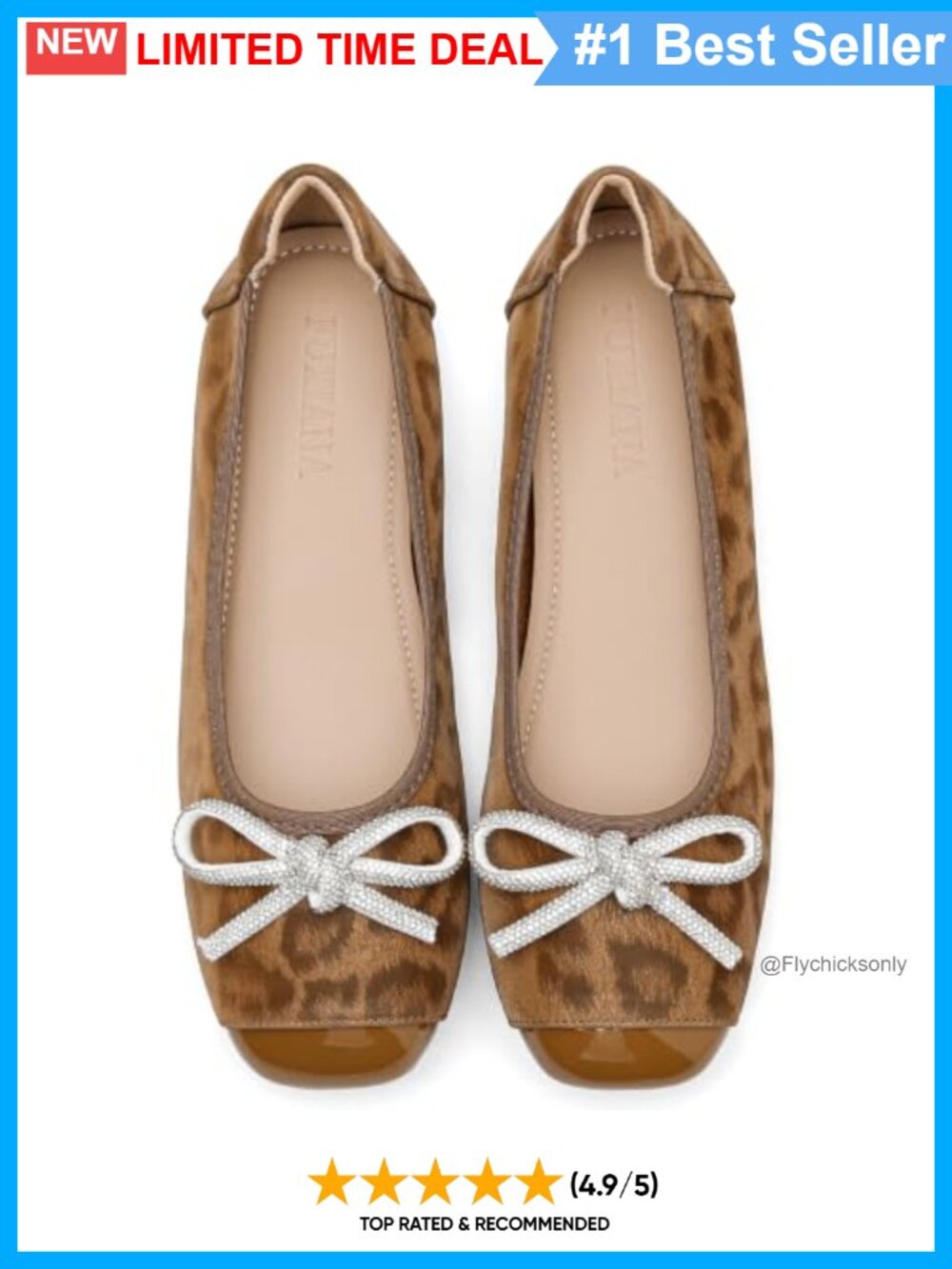 Square Toe Ballet Flats Faux Leather Slip On Bow Women's Shoes